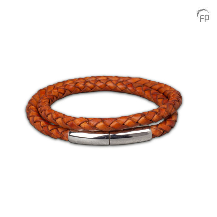 Embrace as-armband Roodoranje slank — gevlochten leer 12g - view 1