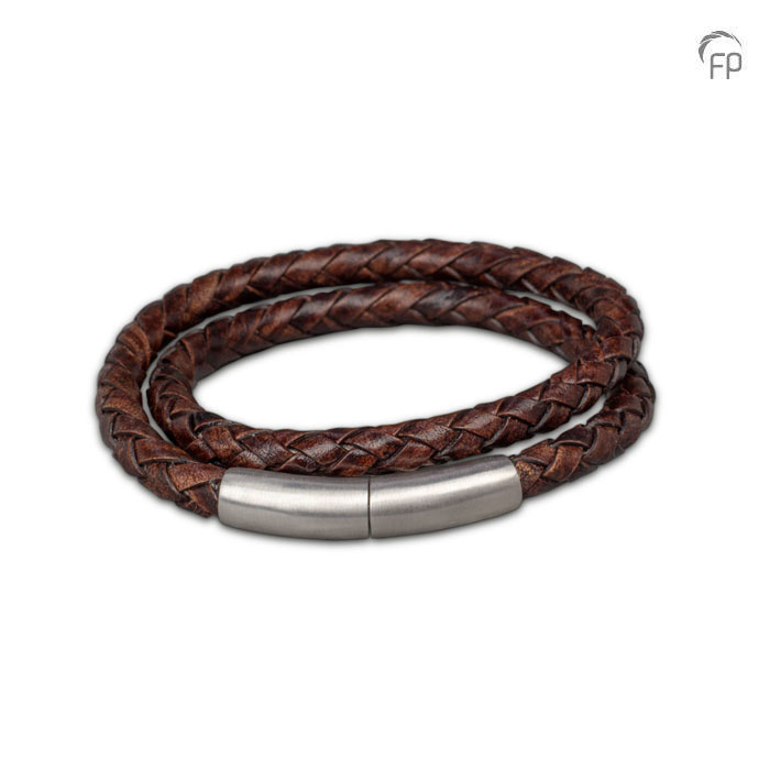 Embrace as-armband Donkerbruin slank — gevlochten leer 12g - view 1