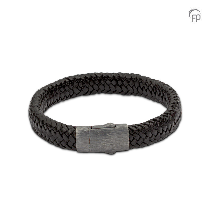 Embrace as-armband Zwart-grijs — gevlochten leer (zwaar) - view 1
