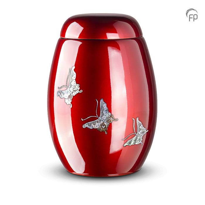 Urn glasfiber-composiet — robijnrood met parelmoer-motieven (volwassen) - view 1