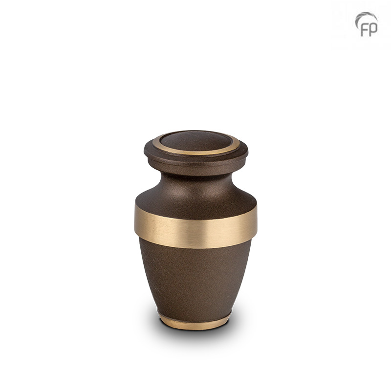Metaal urn — terracotta-bruin met goud, mat (volwassen) - view 1