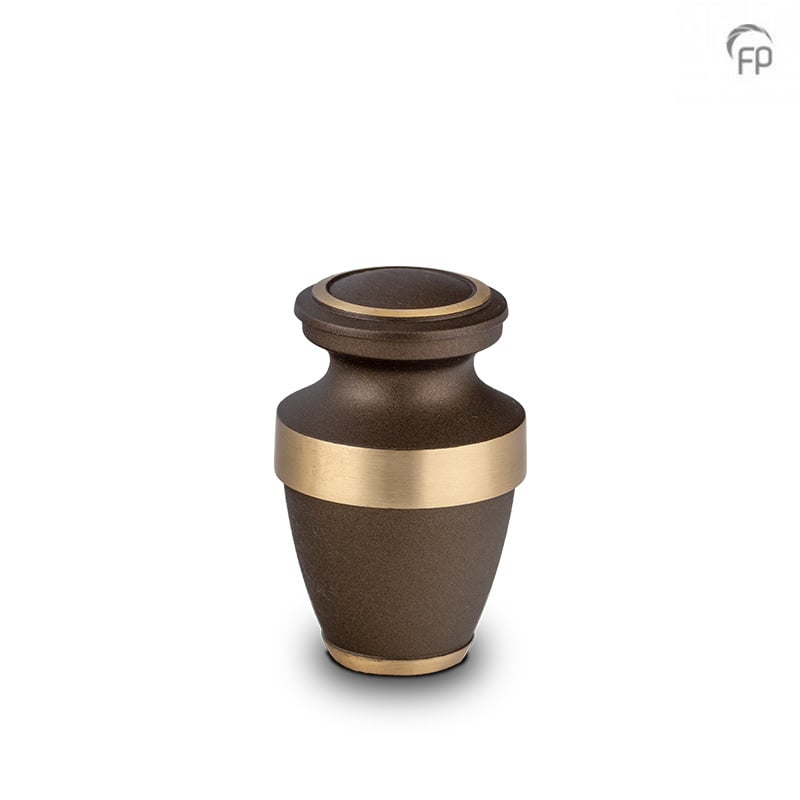 Metaal mini-urn — terracotta-bruin met goud, mat (keepsake) - view 1