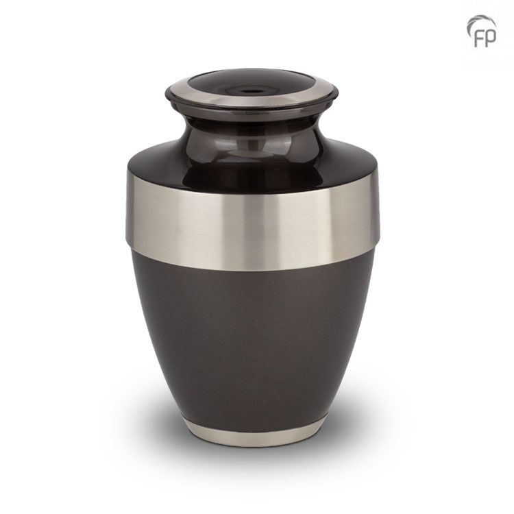 Metaal urn — donkergrijs met zilver (volwassen, Z-kleurvariant) - view 1