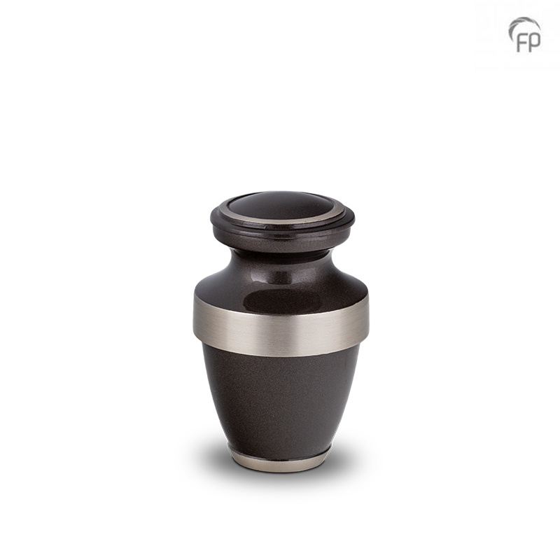 Metaal mini-urn — donkergrijs met zilver (keepsake, Z-kleurvariant) - view 1