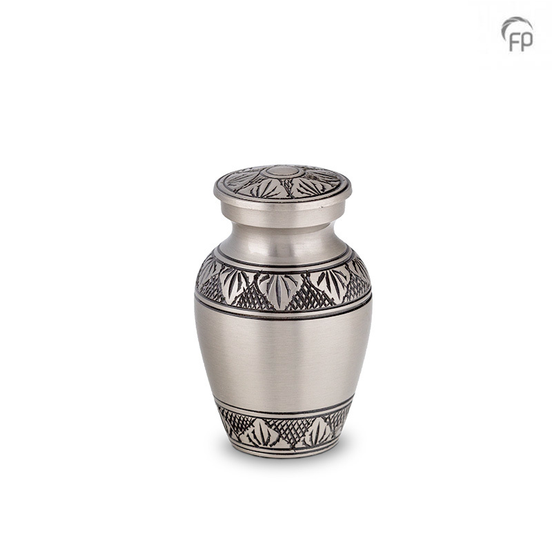 Metaal urn — zilver met zwart, glans (volwassen, smal-hoog) - view 1