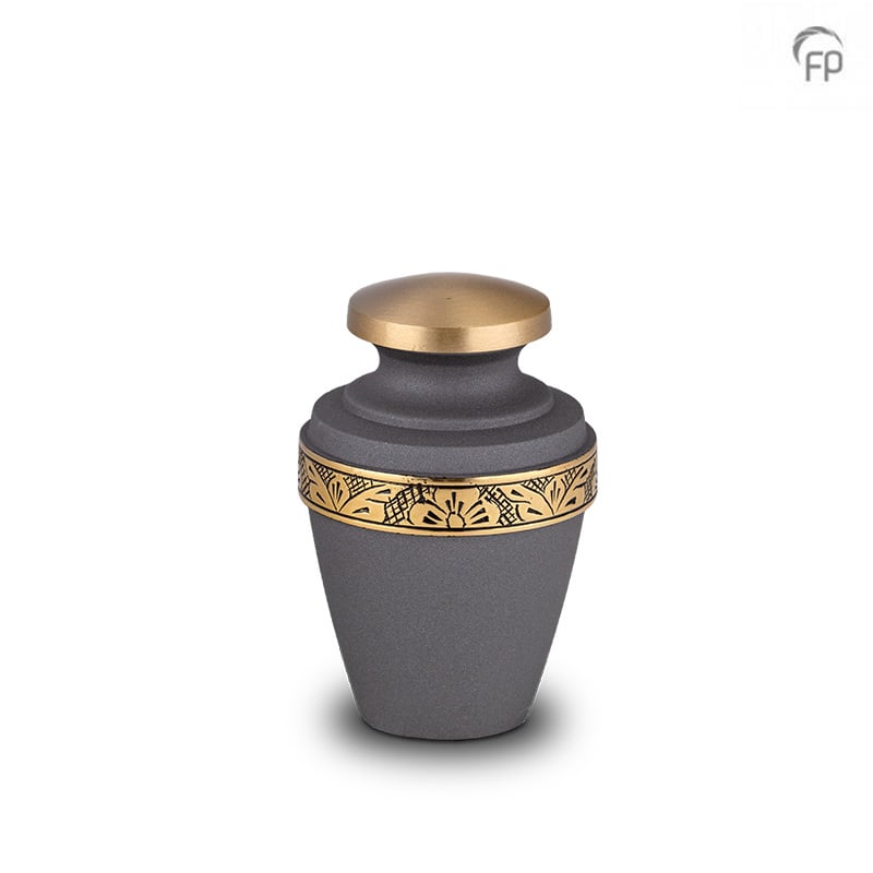 Metaal urn — leigrijs met goud, mat (volwassen, taps toelopend) - view 1