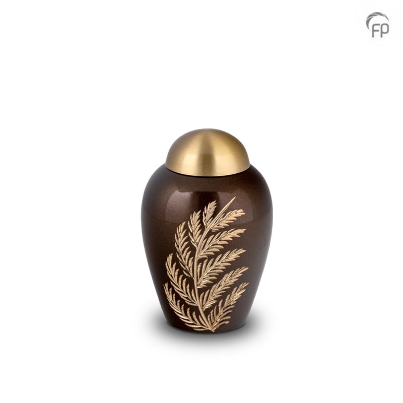 Metaal mini-urn — donkerbruin met goud, glans (keepsake) - view 1