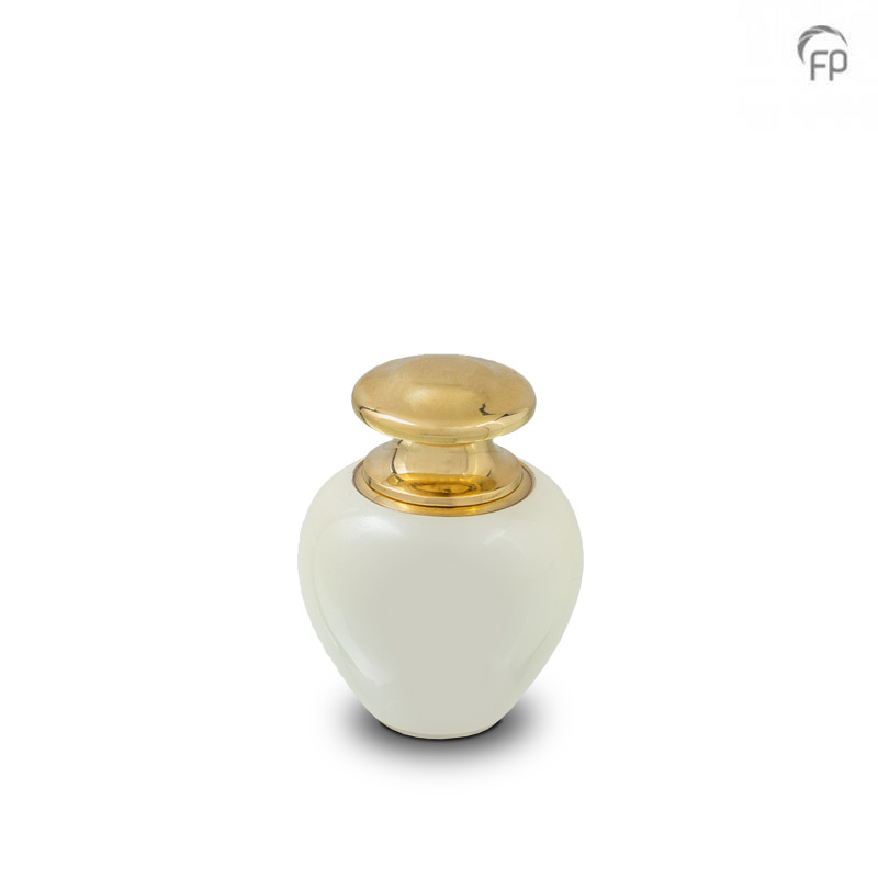 Metaal mini-urn Satori — parelwit met goud (keepsake parelmoer-finish) - view 1