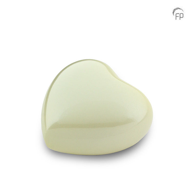 Mini urn hartvorm — parelmoer wit (Satori-finish) - view 1