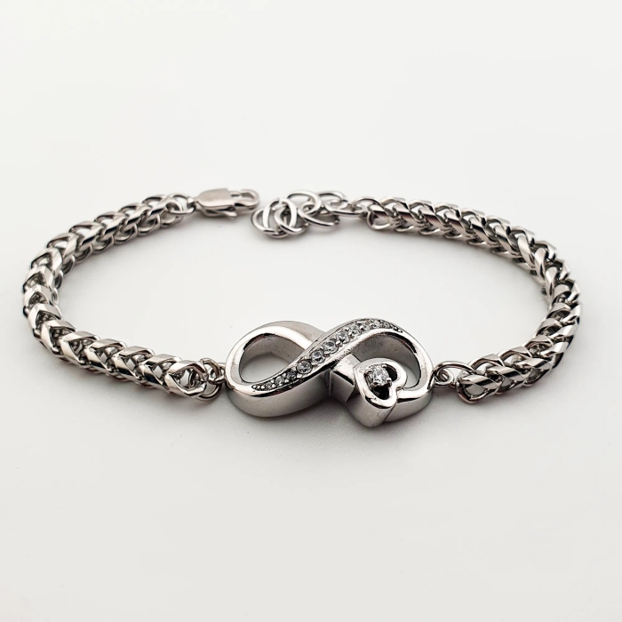 Crematie Sieraad Infinity Urn Armband Voor As | Zilverkleurig - Waardig Gedenkteken - view 1