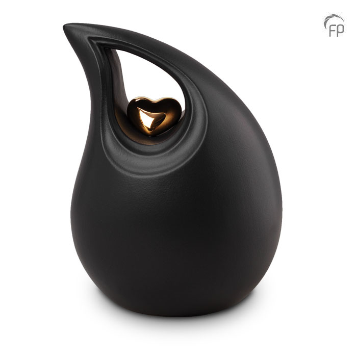 Keramische urn kubus — zwart met goud (volwassen) - view 1