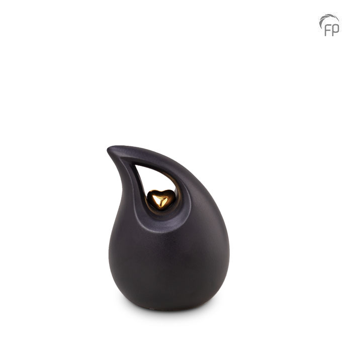 Mini-urn kubus — zwart met goud (klein) - view 1