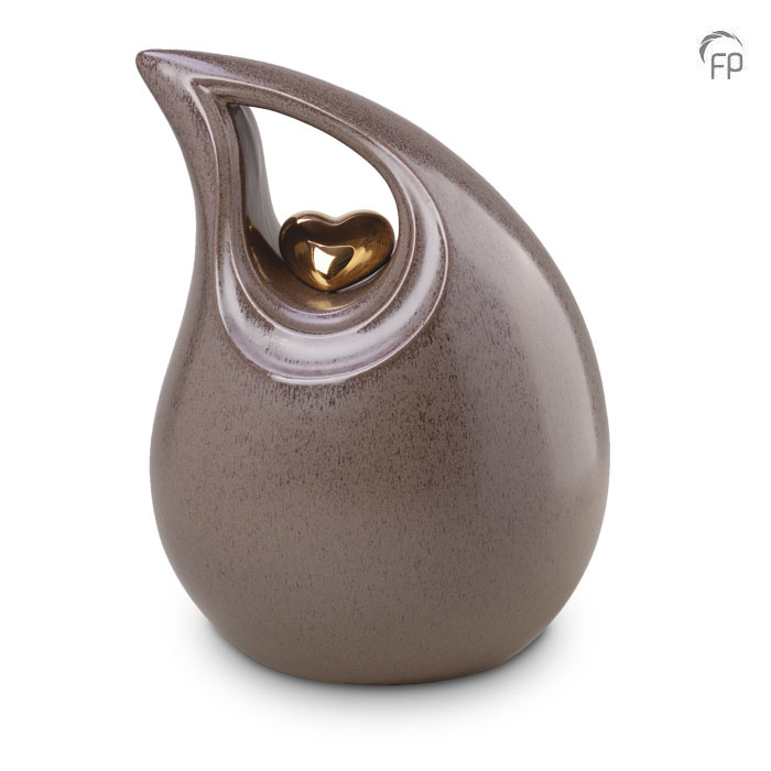 Keramische urn kubus — bruin met goud, glans (volwassen) - view 1