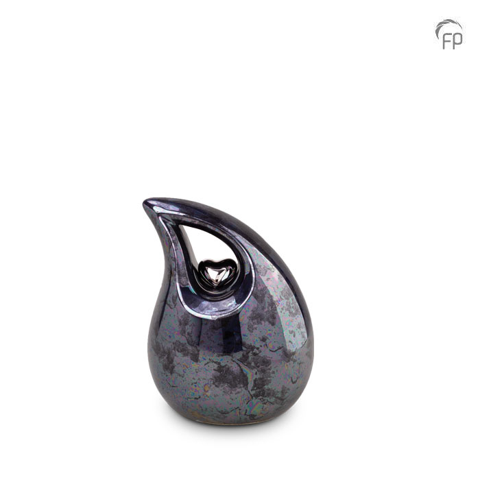 Mini-urn kubus — donkerblauw met zilver (klein) - view 1