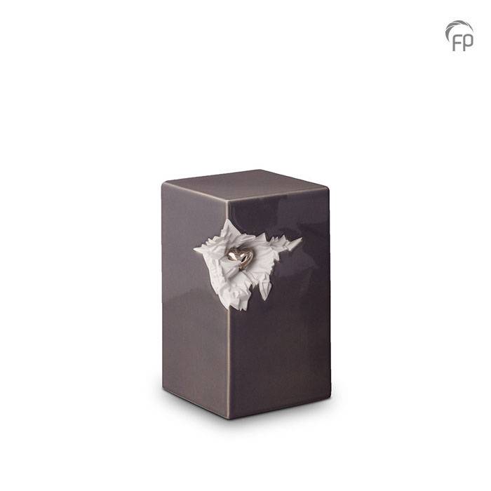 Keramische urn smal-hoog — antraciet met zilver (medium) - view 1