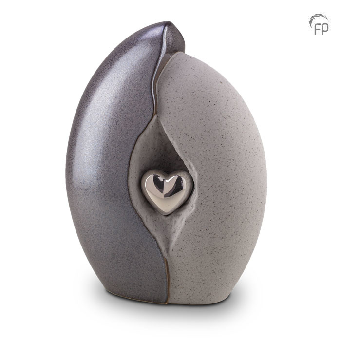 Keramische urn rechthoek — silver grey met zilver (volwassen) - view 1