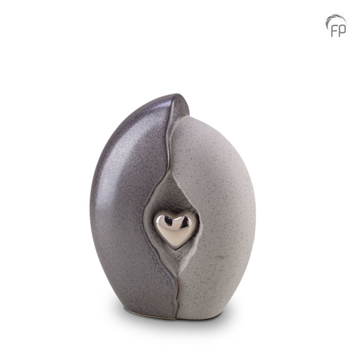 Keramische urn rechthoek — silver grey met zilver (medium) - view 1