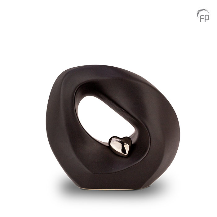 Mini-urn breed-laag — zwart met zilver (klein) - view 1