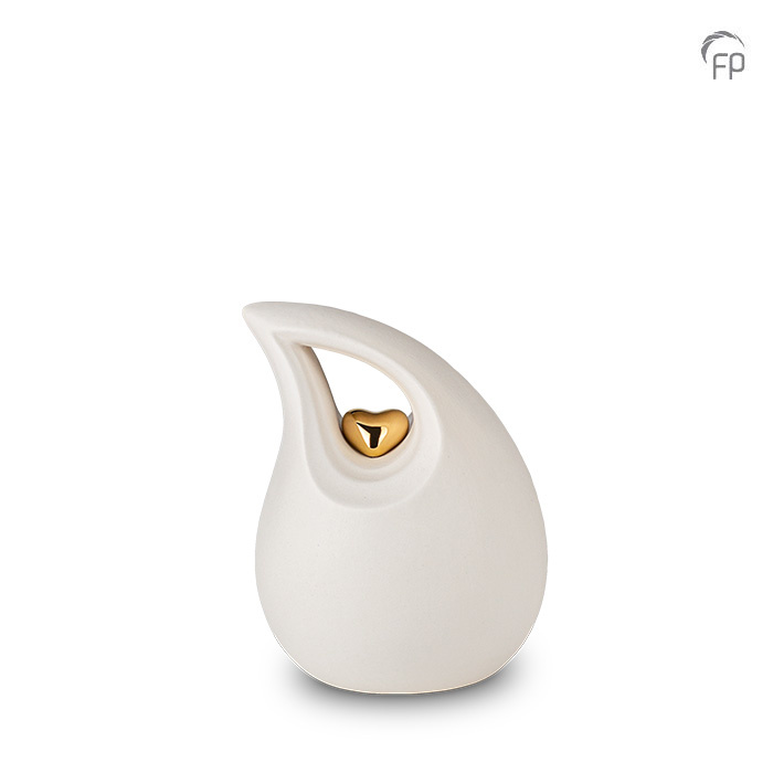 Mini-urn kubus — wit met goud, mat (klein) - view 1