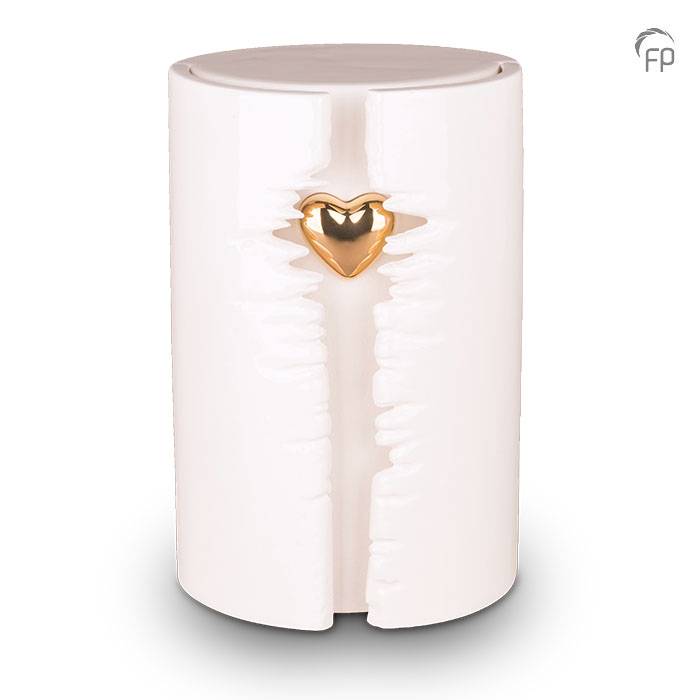 Keramische LED-urn — wit met goud, glans (volwassen) - view 1