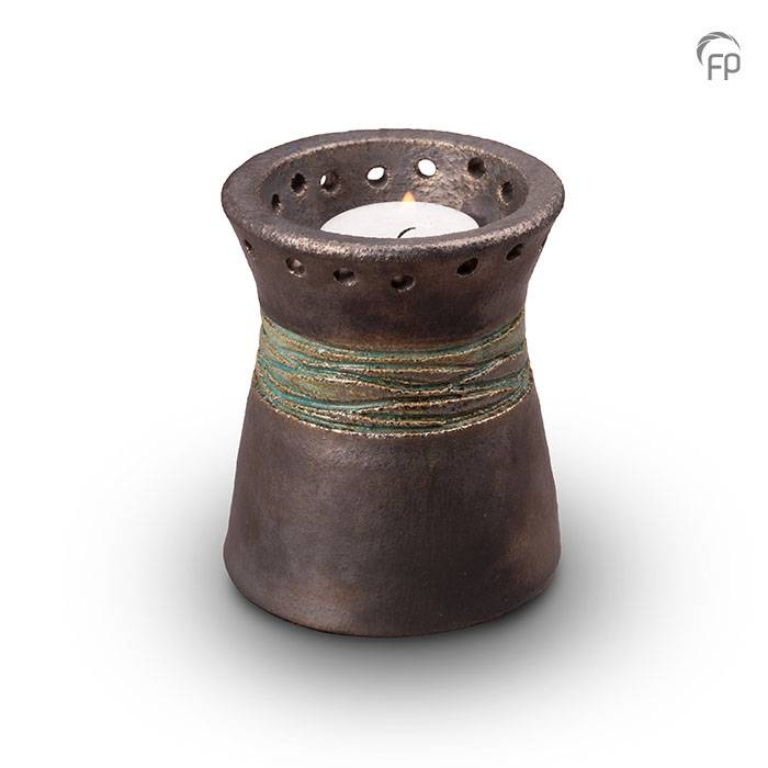 Keramische urn metallic jadegroen, glans (binnen + buiten) - view 1