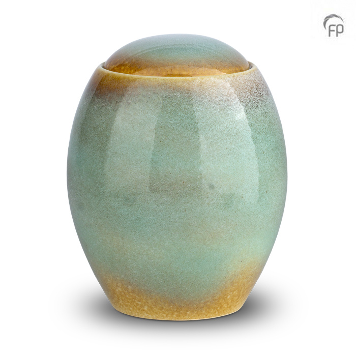 Keramische urn Crafts — turquoise met beige (duurzaam, in/outdoor) - view 1