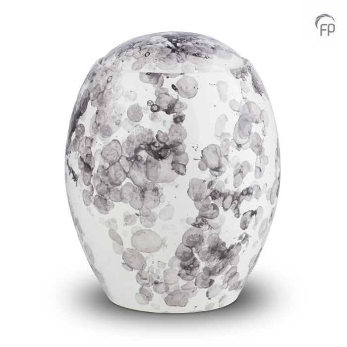 Keramische urn Crafts — wit met zwart bubbel-patroon (duurzaam) - view 1
