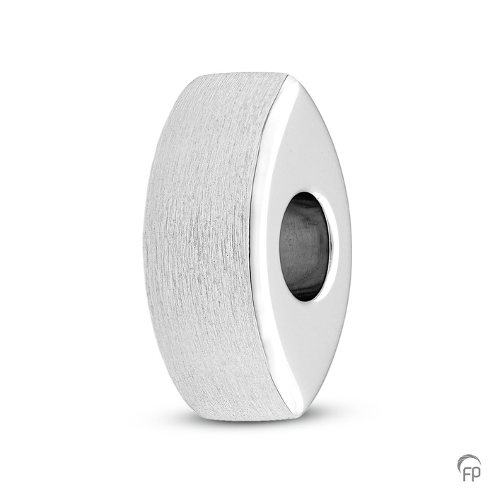 Memorial bead — Sterling 925 zilver, mat (langwerpig, 2 mm doorvoer) - view 1
