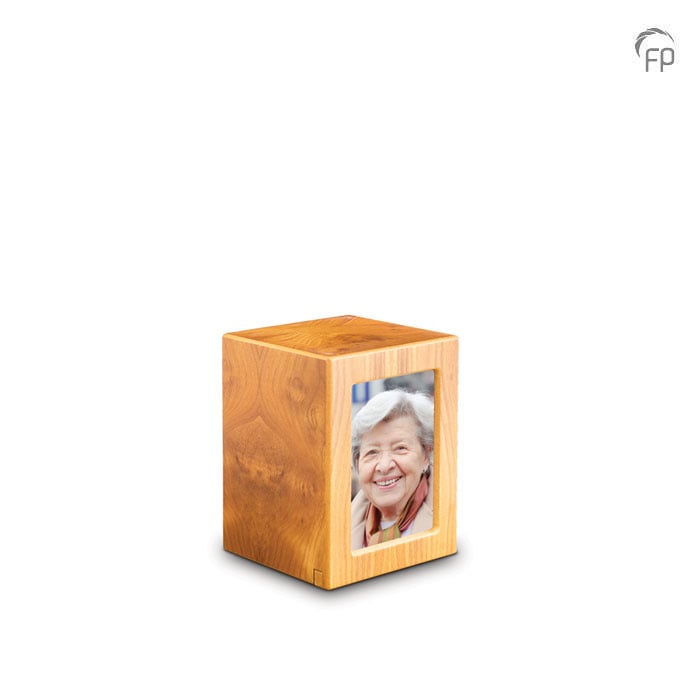 MDF urn rechthoek — lichtbruin met fotolijst (medium) - view 1
