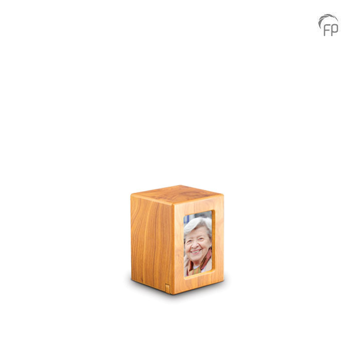 MDF mini-urn rechthoek — lichtbruin met fotolijst - view 1