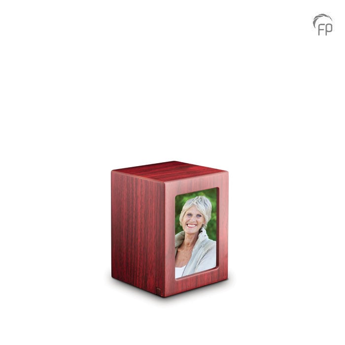 MDF urn rechthoek — wijnrood met fotolijst (medium) - view 1