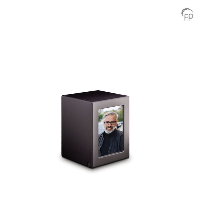 MDF urn rechthoek — zwart met fotolijst (medium) - view 1