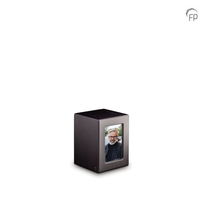 MDF mini-urn rechthoek — zwart met fotolijst - view 1