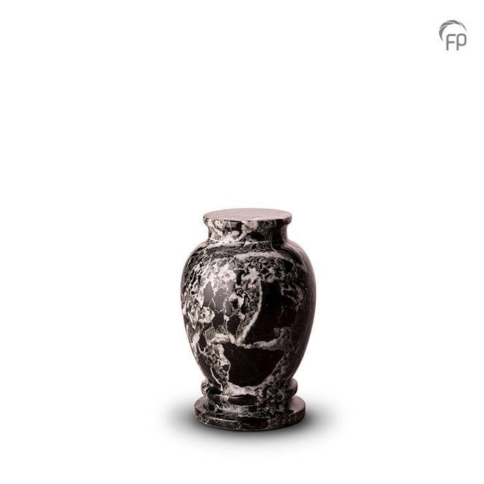 Marmeren mini-urn — zwart-wit hoogglans (keepsake slank-hoog) - view 1