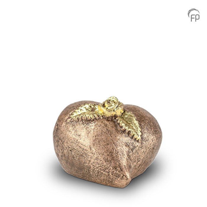 Troost-urntje keramiek — champagne en goud (compact-laag) - view 1