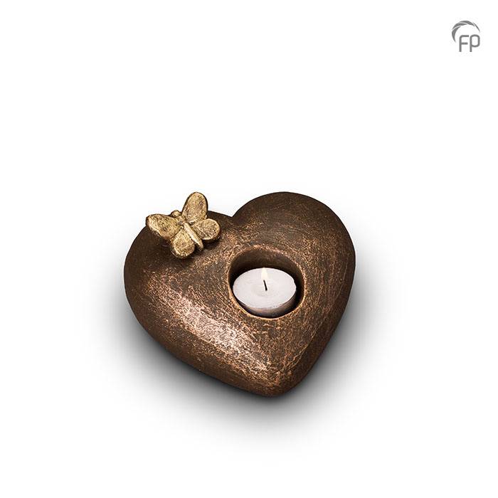 Mini urn Tederheid — brons keramiek met waxinelichtje - view 1
