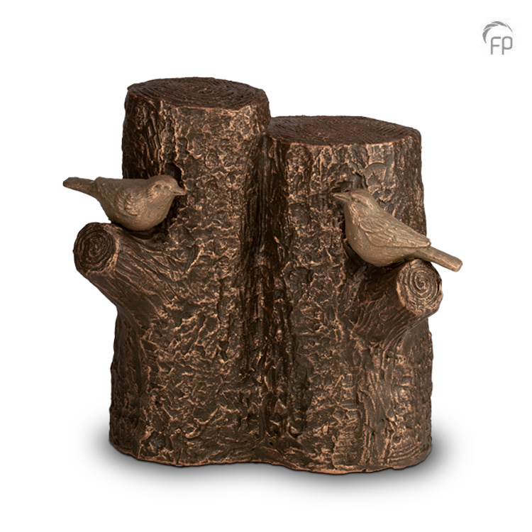 Duo-urn Levensboom — bronskleurig keramiek - view 1