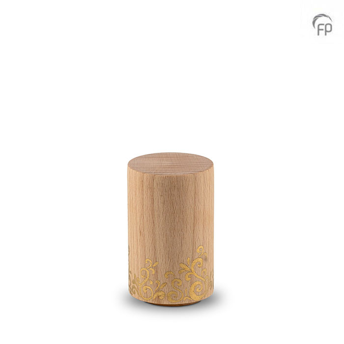 Houten keepsake — beukenhout met goud-accent (cilinder) - view 1